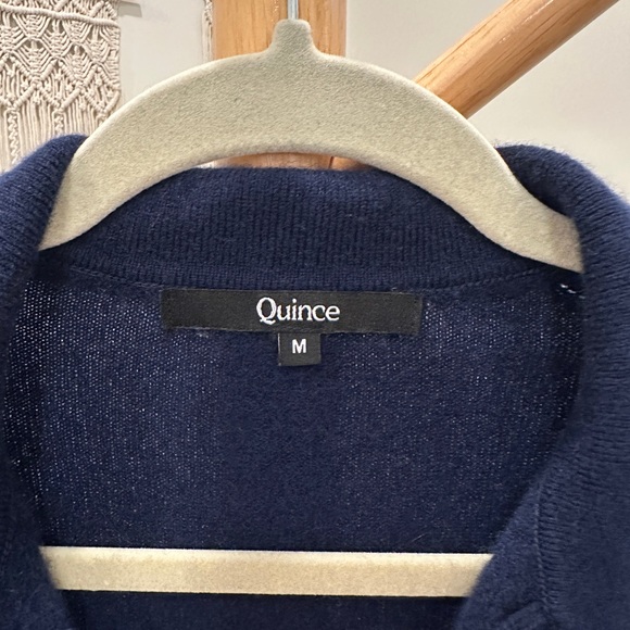 Quince Navy 100% Cashmere Collared Polo Sweater Small Medium - Picture 2 of 4